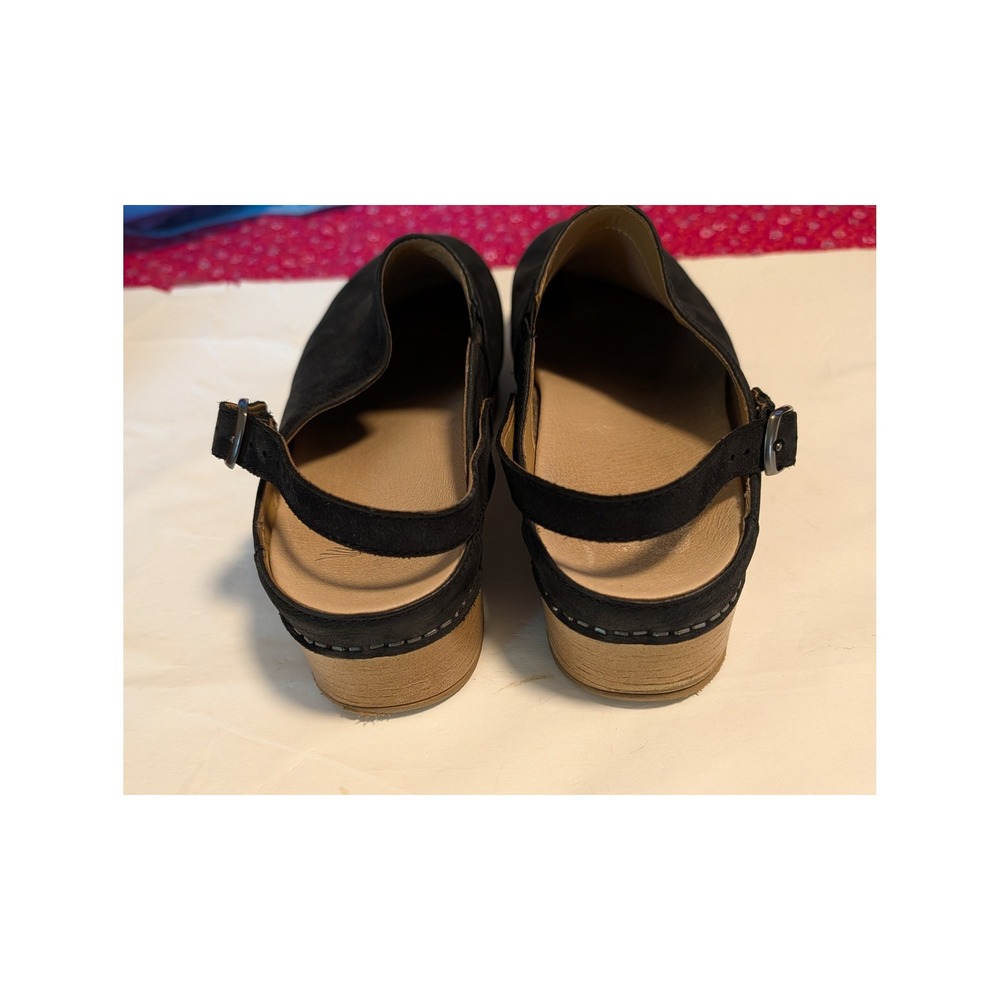 Dansko Berry Clog Black Burnished Nubuck Leather Boho Mules EU 42 US 11.5 - Picture 6 of 8